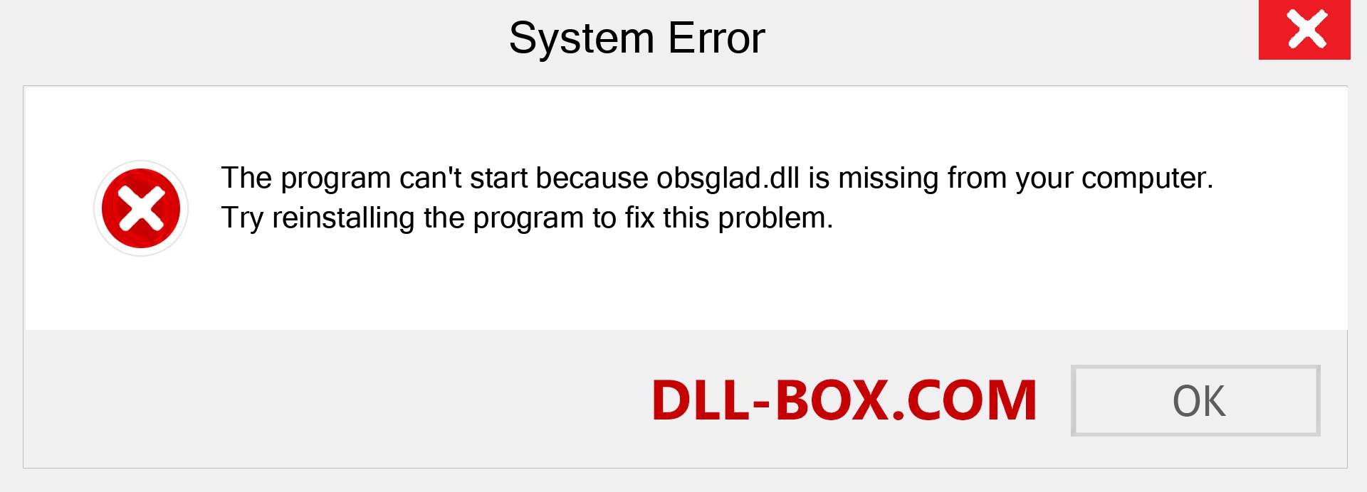  obsglad.dll file is missing?. Download for Windows 7, 8, 10 - Fix  obsglad dll Missing Error on Windows, photos, images